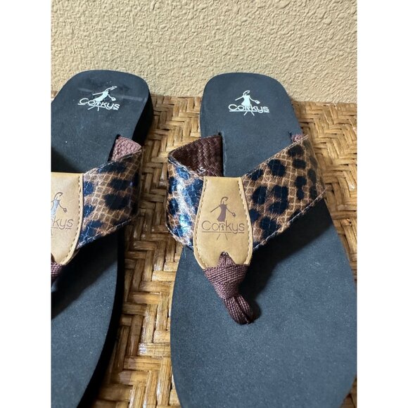 Corkys Leopard Print Womens Flip Flops  Size 6 - Picture 4 of 7